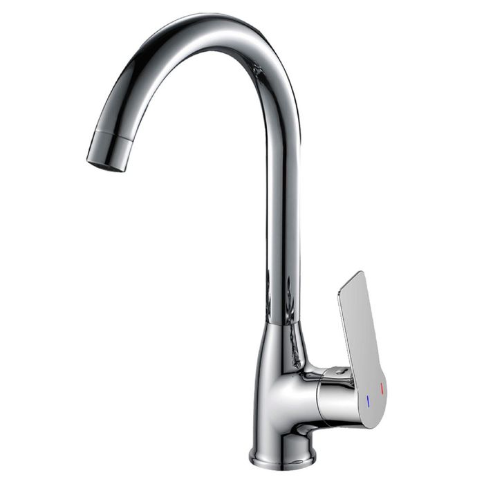 Смеситель для кухни Rossinka RS27-23, одноручный, с высоким поворотным изливом, хром