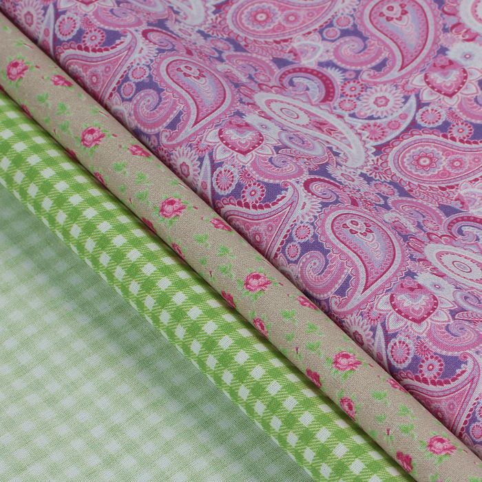 Набор тканей для пэчворка "Пионы в саду", 48см*50см, 120г/кв.м, 6шт