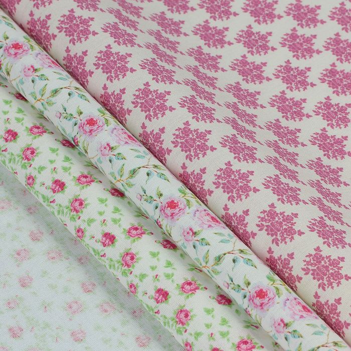 Набор тканей для пэчворка "Пионы в саду", 48см*50см, 120г/кв.м, 6шт