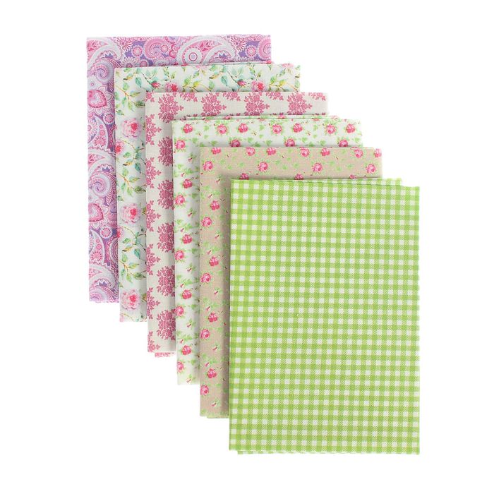 Набор тканей для пэчворка "Пионы в саду", 48см*50см, 120г/кв.м, 6шт