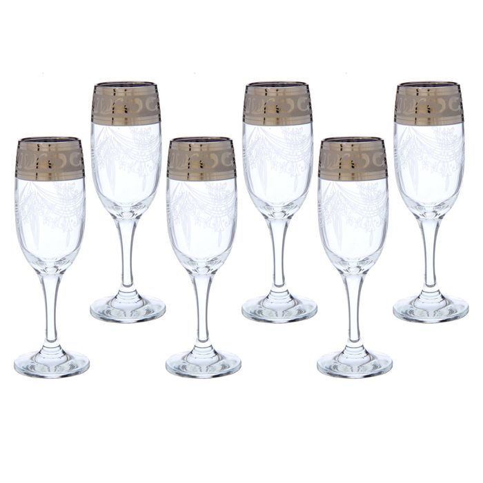 Набор бокалов для шампанского 190 мл "Русский узор", 6 шт