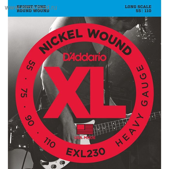 фото Струны для бас-гитары d`addario exl230 xl nickel wound long heavy 55-110