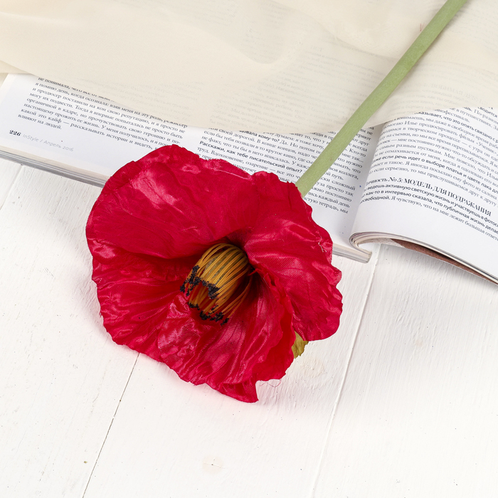 Цветок искусственный "Маковый цвет" красный