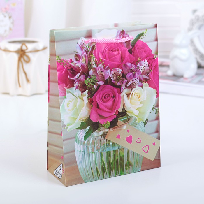 Пакет пластиковый "Букет роз", 12,5 х 5,5 х 17 см