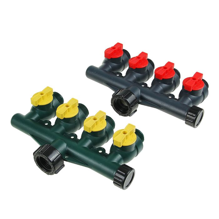 Распределитель 4-канальный, 3/4" (19 мм) – 1/2" (12 мм), пластик