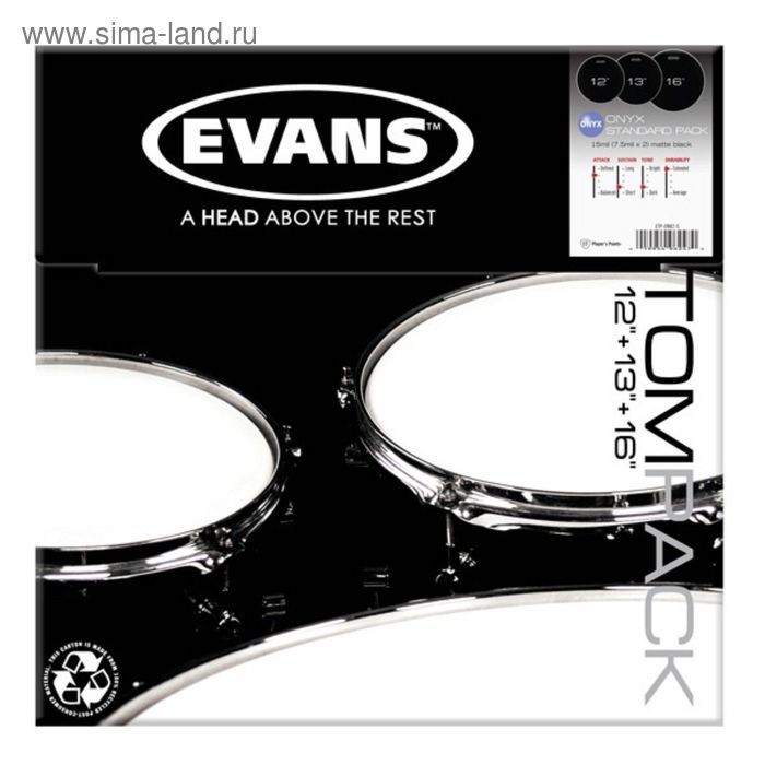 фото Пластик evans etp-onx2-s onyx coated standard набора для том барабана (12, 13",16)