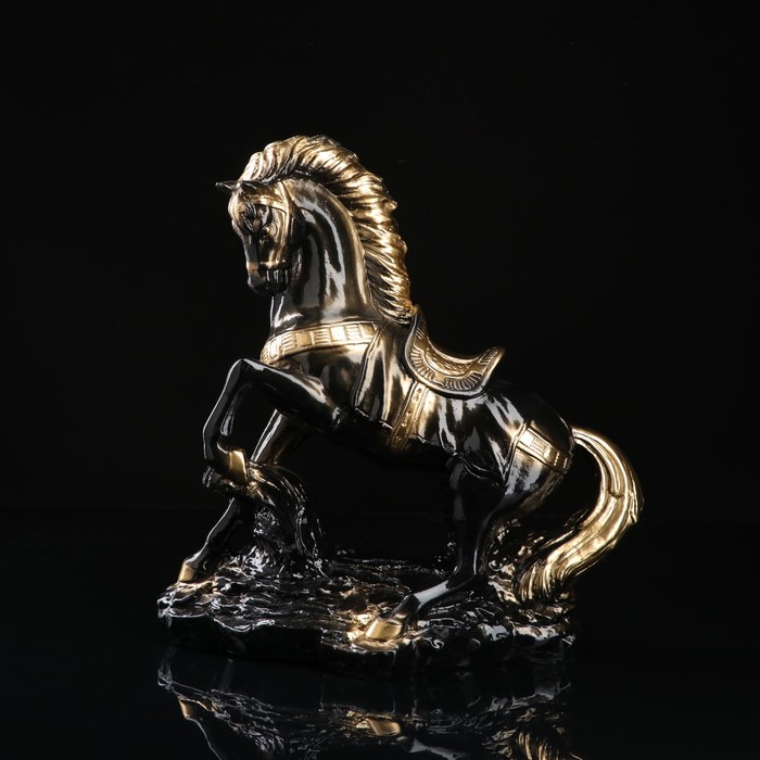 Статуэтка "Конь на дыбах", чёрная, гипс, 37 см