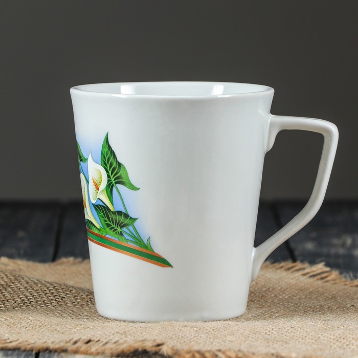 Кружка 350 мл "Конус", ромашка, деколь