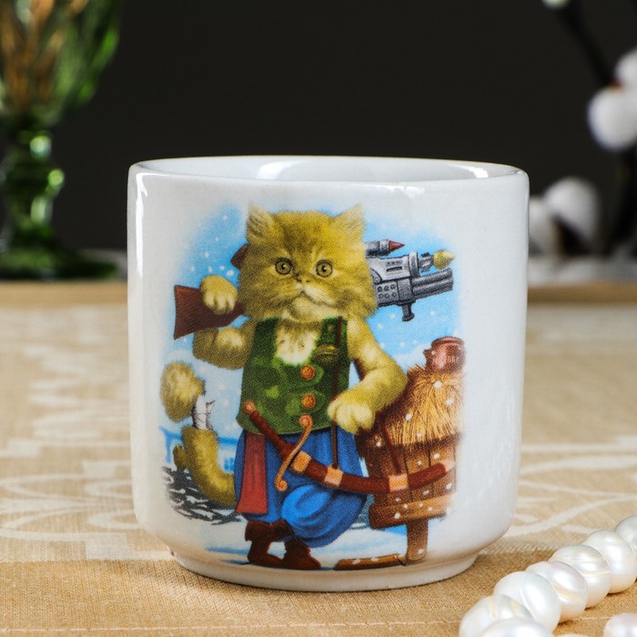 Кружка 220 мл "Цилиндр", коты, деколь, микс