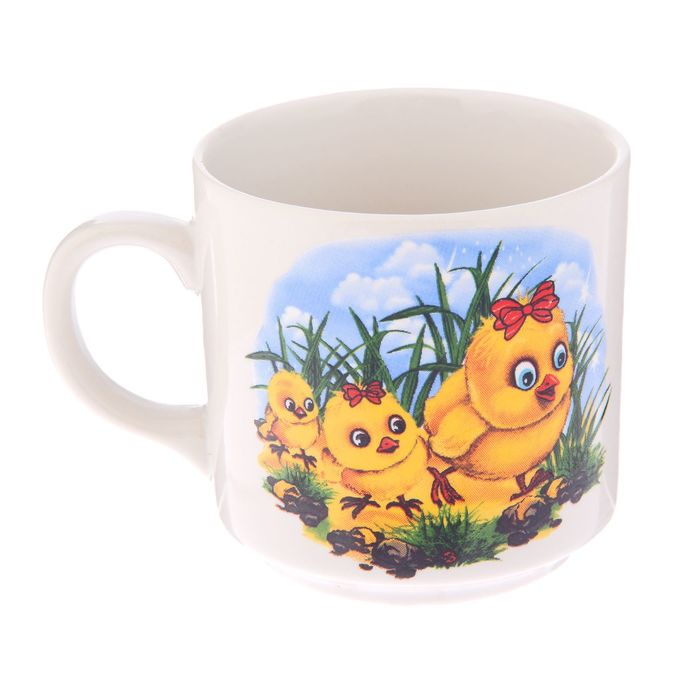 Кружка 220 мл "Цилиндр", детская деколь, микс