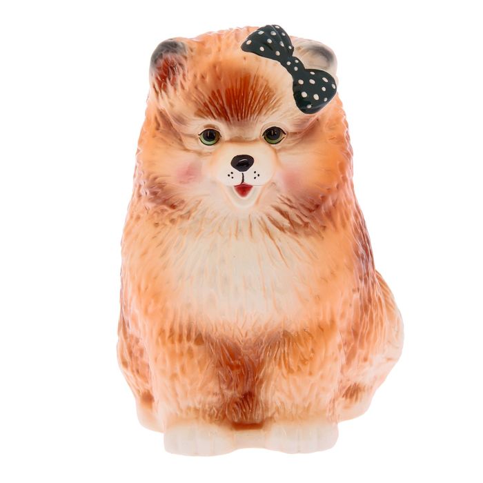 Копилка "Шпиц" большой, глазурь, коричневый