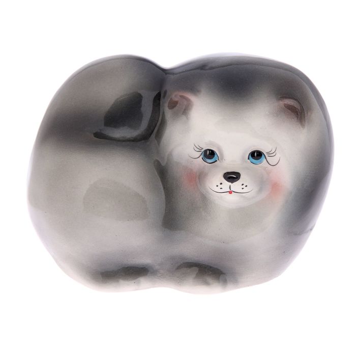 Копилка "Шпиц" малый, глазурь, серый