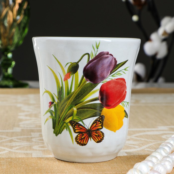 Кружка 350 мл "Конус", букет роз, деколь