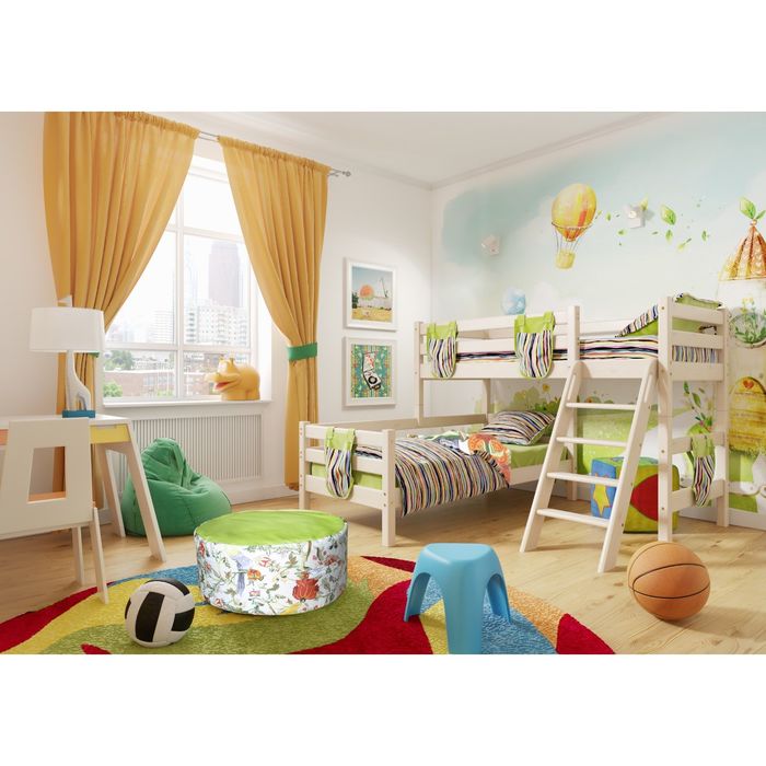 Угловая кровать Соня с наклонной лестницей Вариант 8