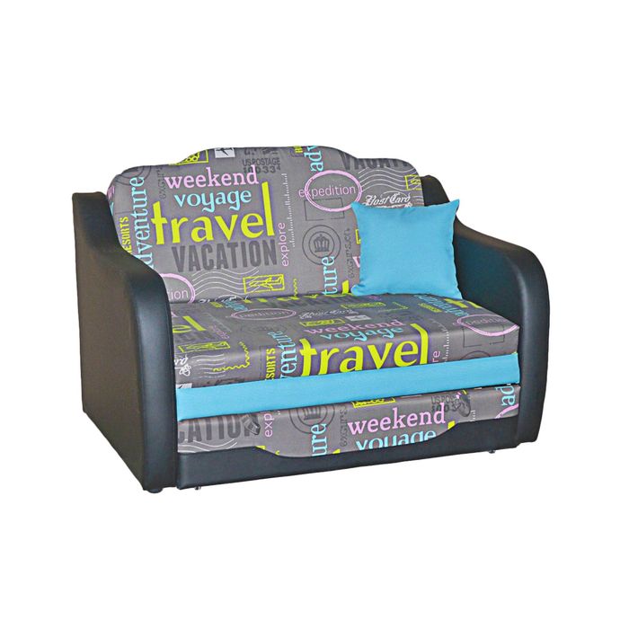 Диван «Джонни 2», обивка «фьюжен тревел»/«аэро блек»/«нео азур»