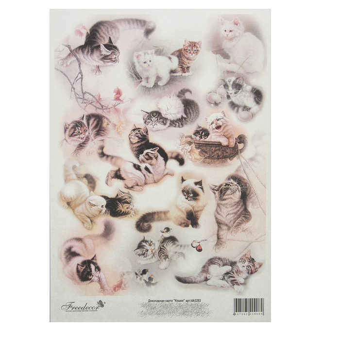 Декупажная карта "Кошки" плотность 40г/м2 формат А4 (tdk3293)