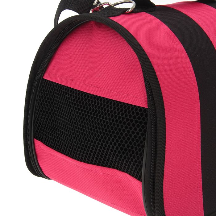 Сумка-переноска каркасная, складная, розово-черная, 31 х 20,5 х 22 см