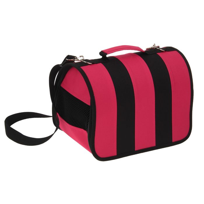 Сумка-переноска каркасная, складная, розово-черная, 40 х 25 х 27 см