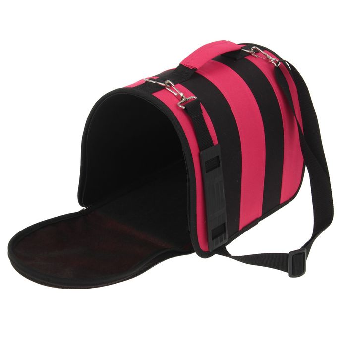 Сумка-переноска каркасная, складная, розово-черная, 49 х 30 х 35 см