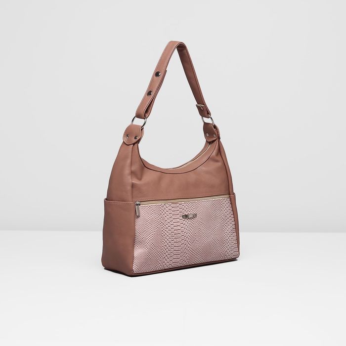 Сумка женская на молнии, 1 отдел, наружный карман, цвет бежевый