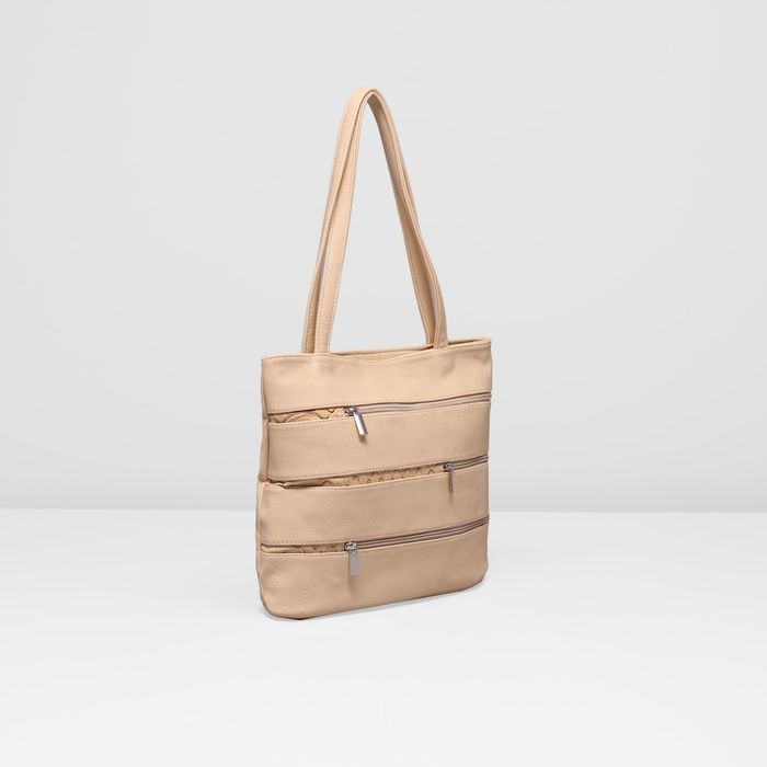 Сумка женская на молнии, 1 отдел, наружный карман, цвет бежевый