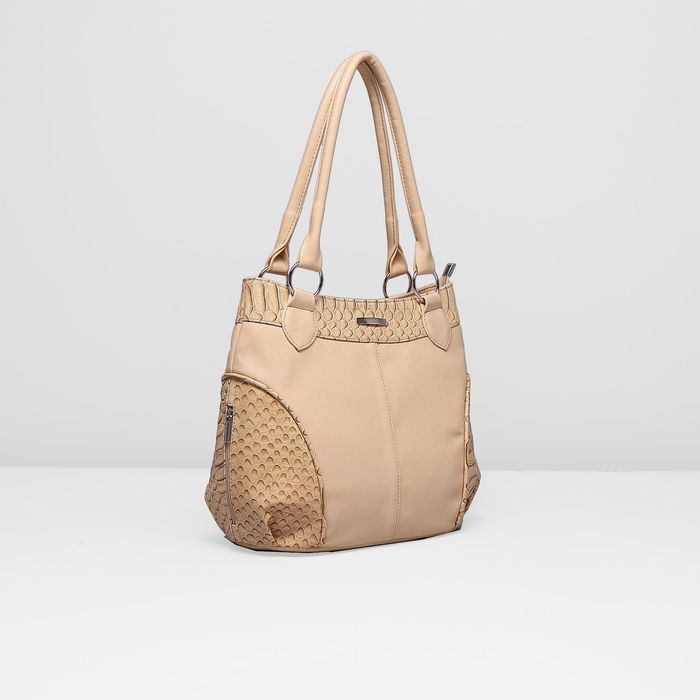 Сумка женская на молнии, 1 отдел, наружный карман, цвет бежевый