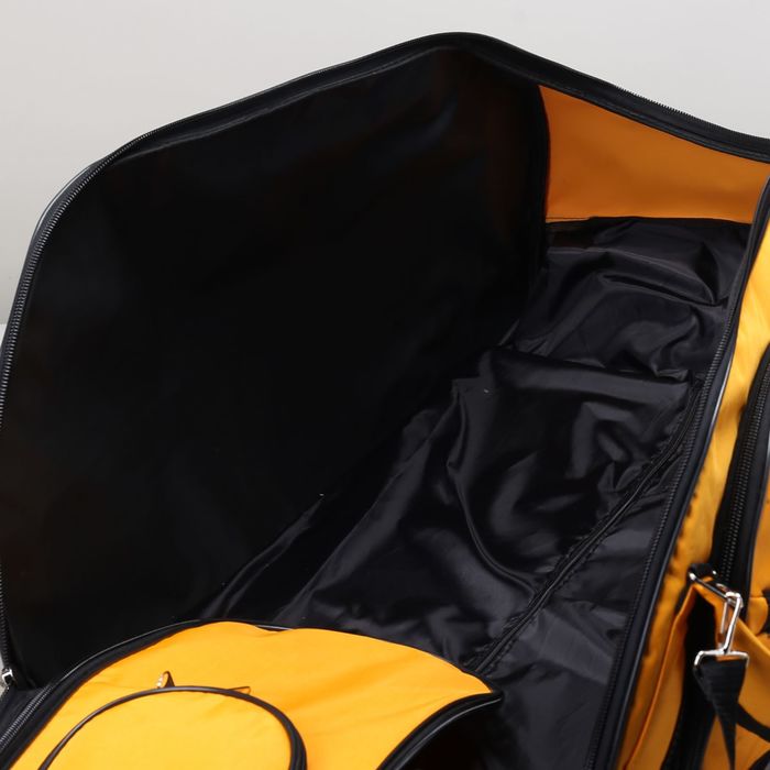 Сумка на колёсах, 1 отдел, 3 наружных кармана, 1 карман для обуви, цвет чёрный/жёлтый