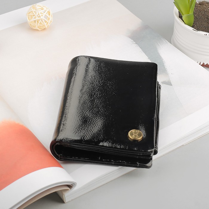 Кошелёк женский, 2 отдела, отдел для кредиток и монет, цвет чёрный