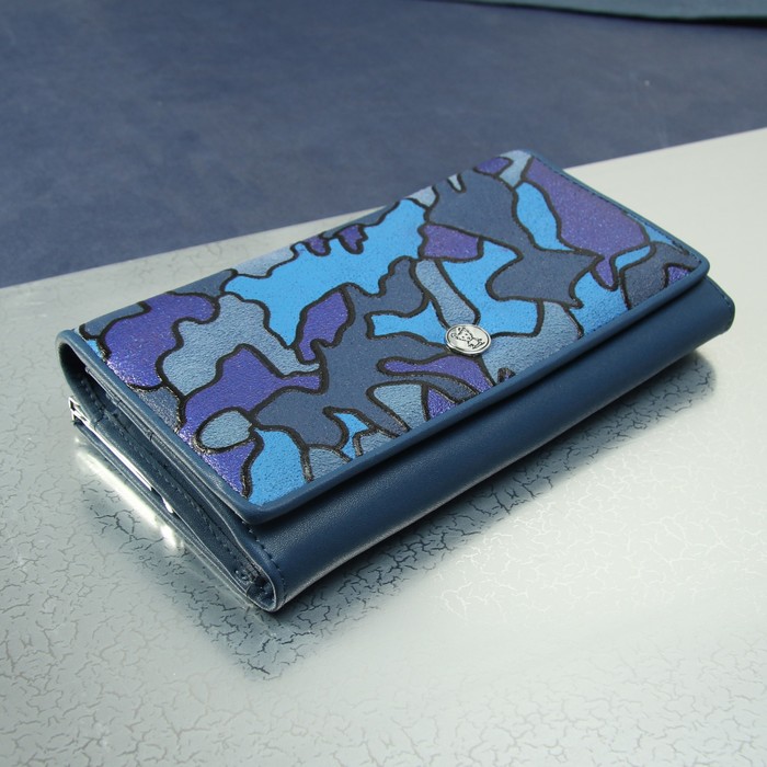 Кошелек жен 03-02-13,17*4*10, отд рамка, 2отд, д/монет, д/кред, "Милитари синий"