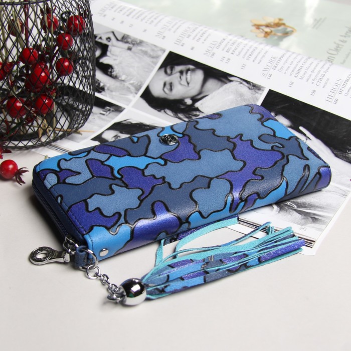 Кошелек жен 07-02-06, 19*2*10, 3отд, д/кред, д/монет, с ручкой, "Милитари синий"