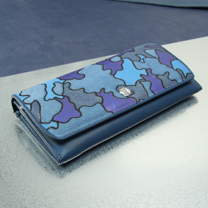 Кошелек жен 04-02-13, 19*2*10, 2отд, д/кред, д/монет, "Милитари синий"