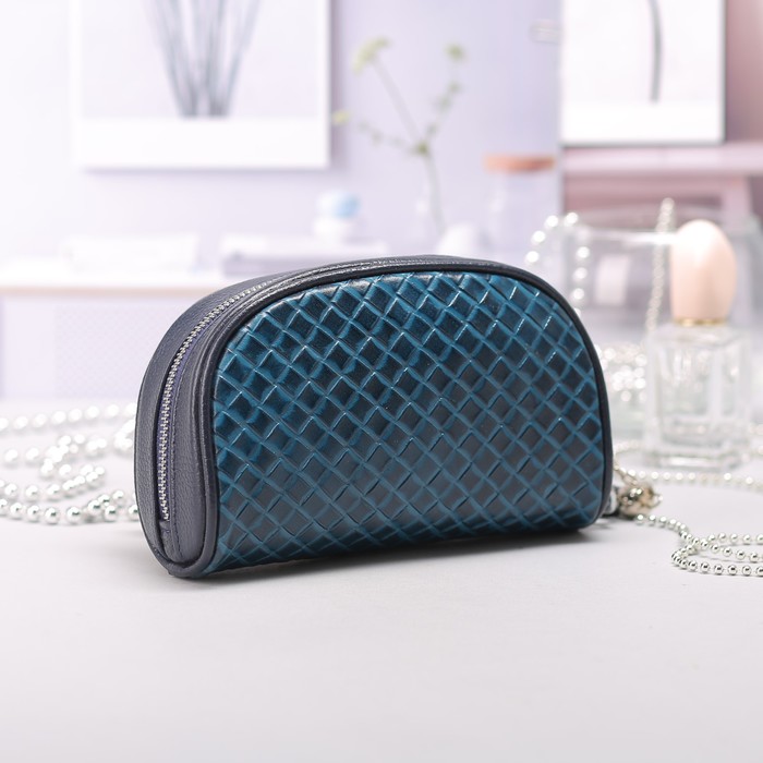 Косметичка-сумочка, отдел на молнии, ручка, цвет бирюзовый