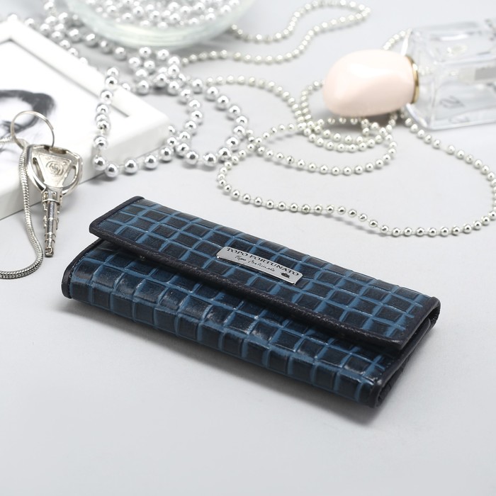 Футляр для ключей, 6 карабинов, внутренний карман, цвет бирюзовый