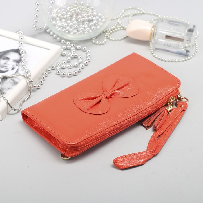 Кошелёк женский, 2 отдела, для карт, для монет, цвет розовый