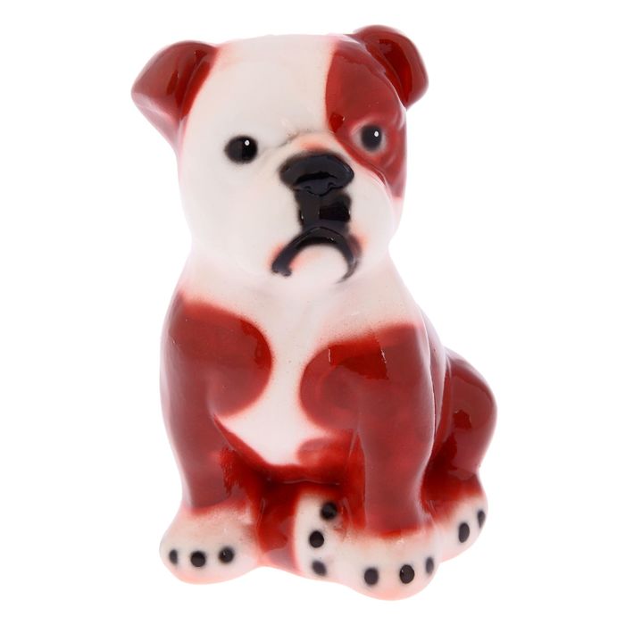 Статуэтка "Бульдог", малая, бело-коричневая