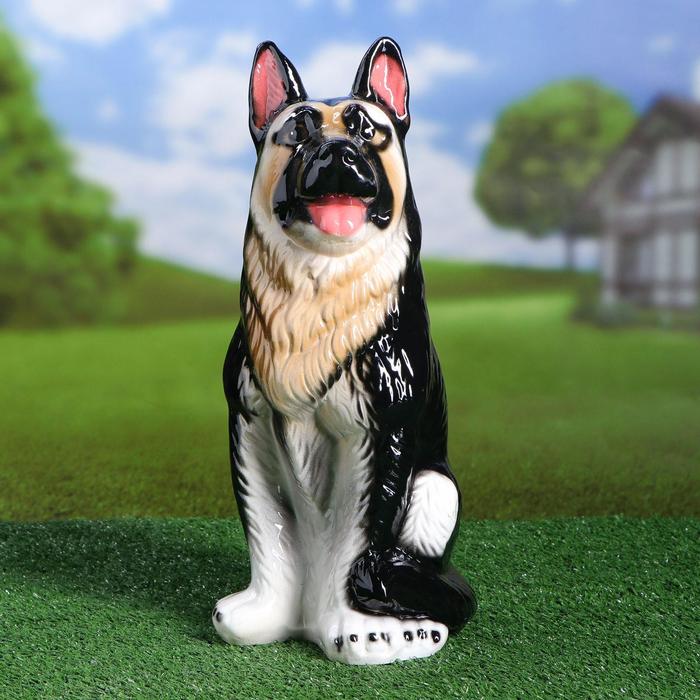 Статуэтка "Овчарка", большая, чёрно-белая