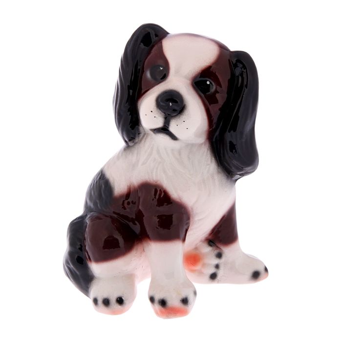 Статуэтка "Собака Малыш", бело-коричневая