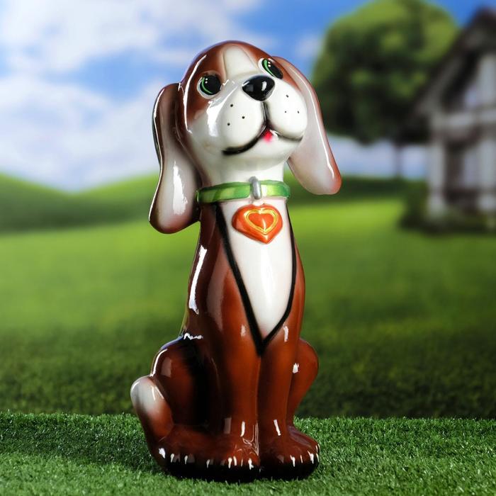 Садовая фигура "Собака Риччи", коричневый цвет, керамика, 32 см, микс
