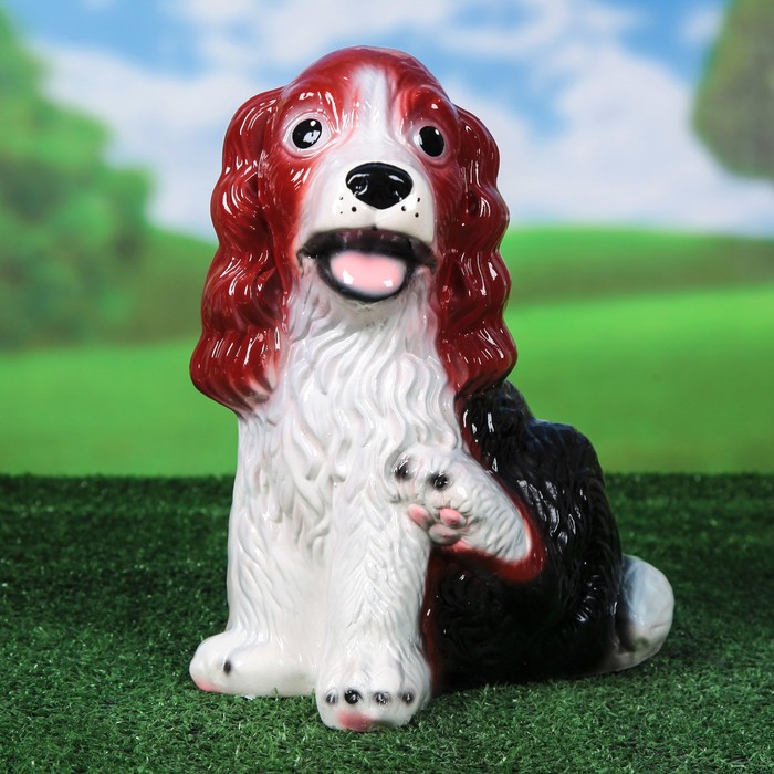 Статуэтка "Спаниэль", большая, чёрно-белая