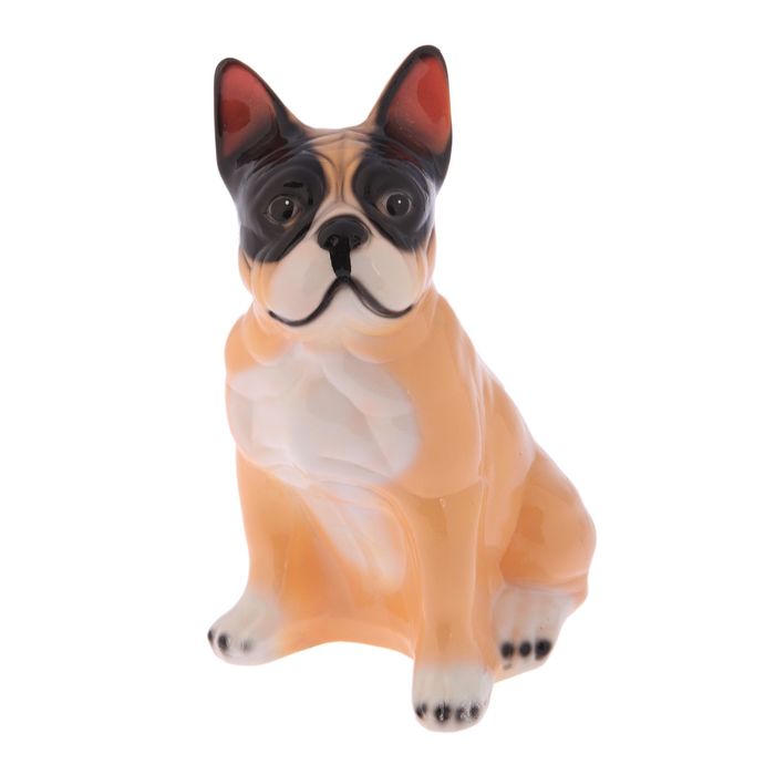Статуэтка "Французский бульдог", большая, бело-коричневая