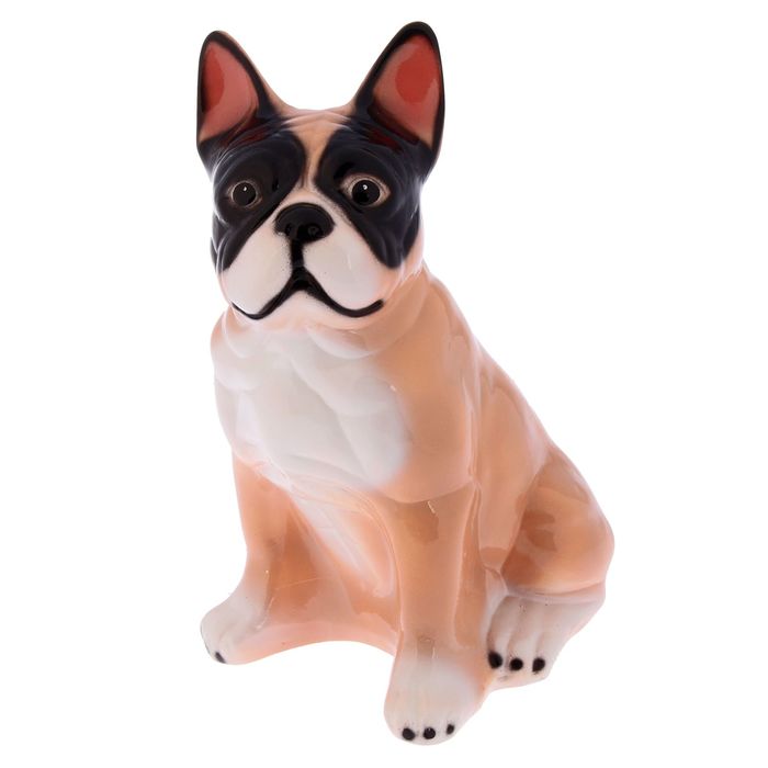 Статуэтка "Французский бульдог", большая, бело-бежевая