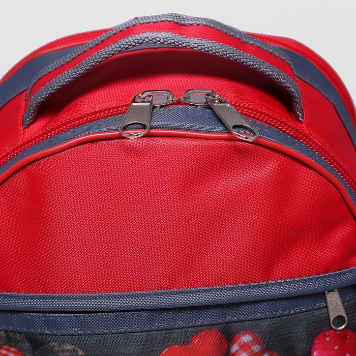 Рюкзак школьный на молнии "Сердца", 1 отдел, наружный карман, цвет красный/серый