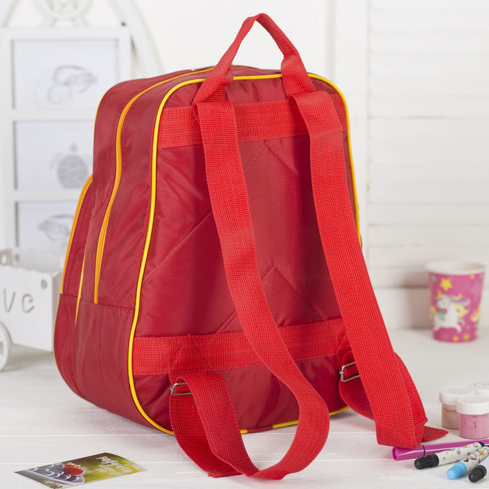 Рюкзак детский на молнии "Жирафик", 1 отдел, наружный карман, цвет красный/жёлтый