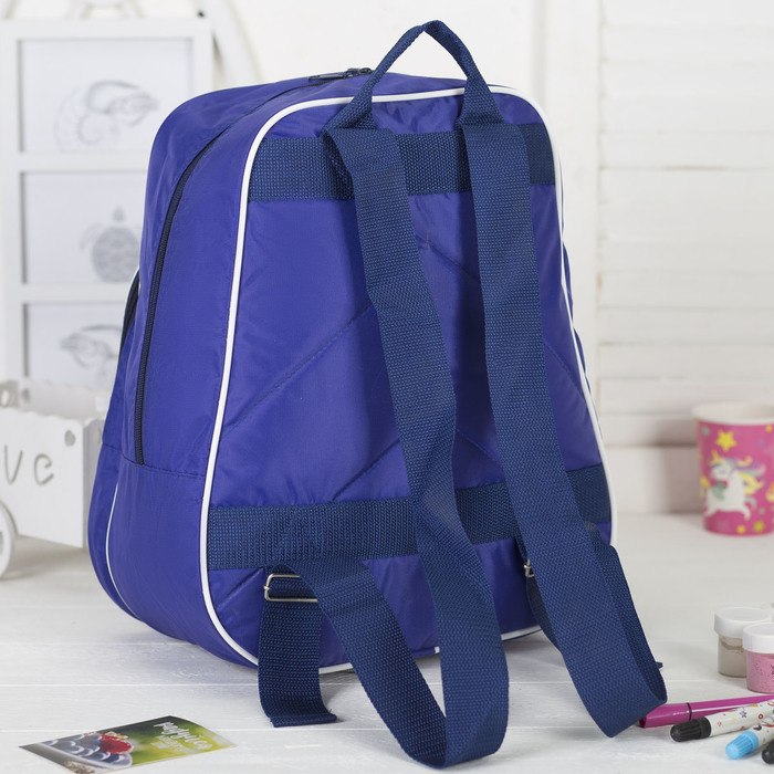 Рюкзак детский на молнии "Жирафик", 1 отдел, наружный карман, цвет синий/оранжевый