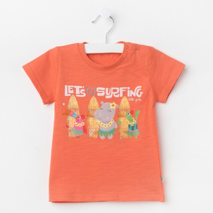 Футболка для девочки, рост 74-80 см, цвет персиковый 259Б-165_М