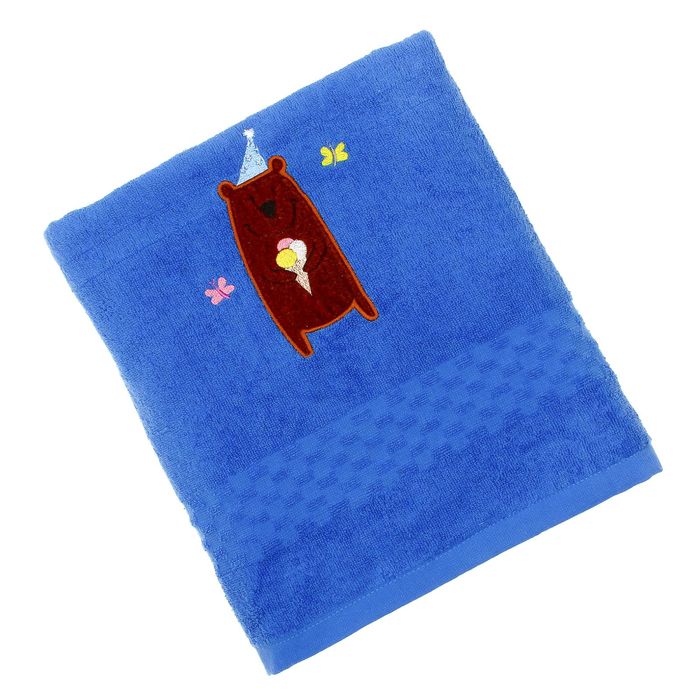 Полотенце детское Collorista Мишка и мороженое, цвет синий, 100х150 см, 400 гр/м2