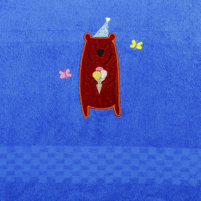 Полотенце детское Collorista Мишка и мороженое, цвет синий, 100х150 см, 400 гр/м2