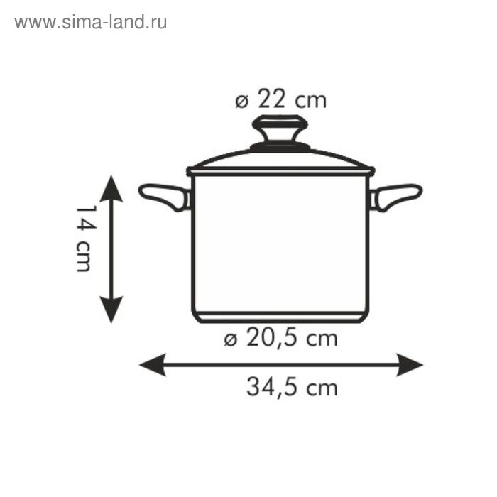 

Кастрюля Tescoma Presto с крышкой, d=22 см, 5.5 л
