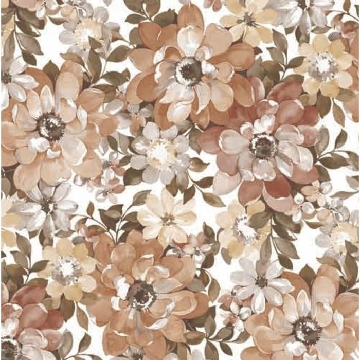 Клеенка столовая 140х200 см "Цветы", цвет коричневый