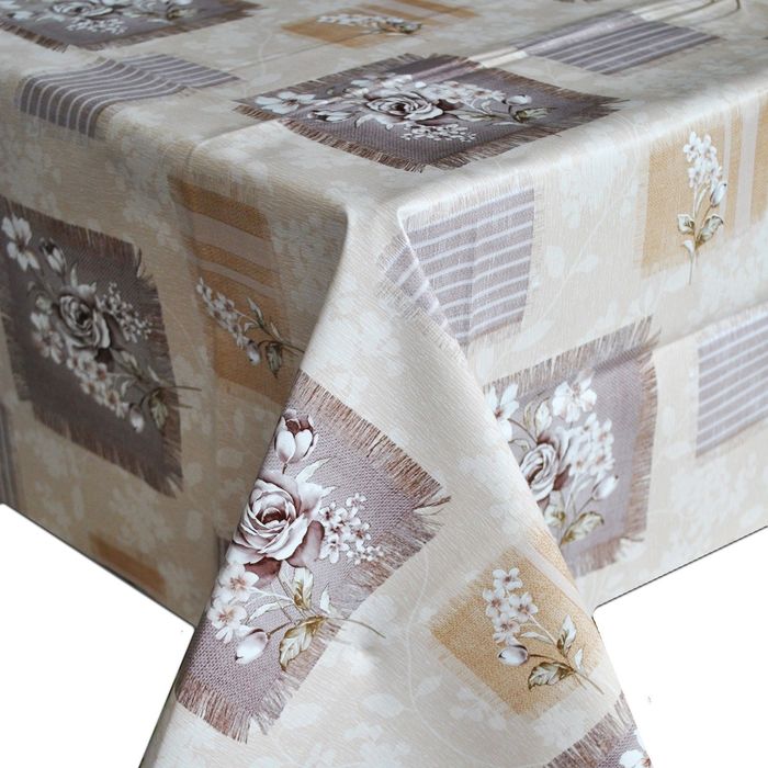 Клеенка столовая 140х200 см "Квадрат. Цветы"